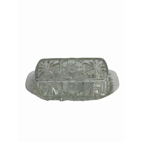 Anchor Hocking American Prescut Star of David glass butter dish - Picture 2 of 4